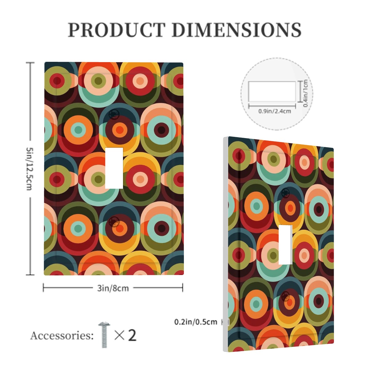 Groovy Retro Orbs Mid Century Modern Switch Cover 1-Gang 1 Toggle - Mid Century Modern Gal