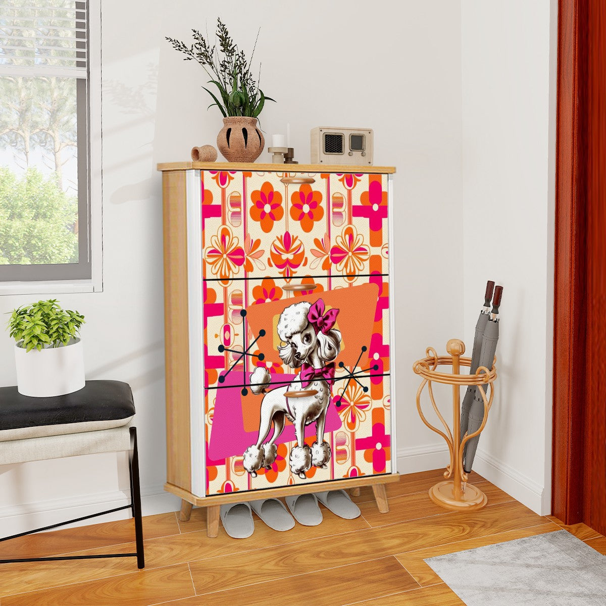 Mid Century Modern Poodle 50s Kitschy Retro Shoe Cabinet - Mid Century Modern Gal
