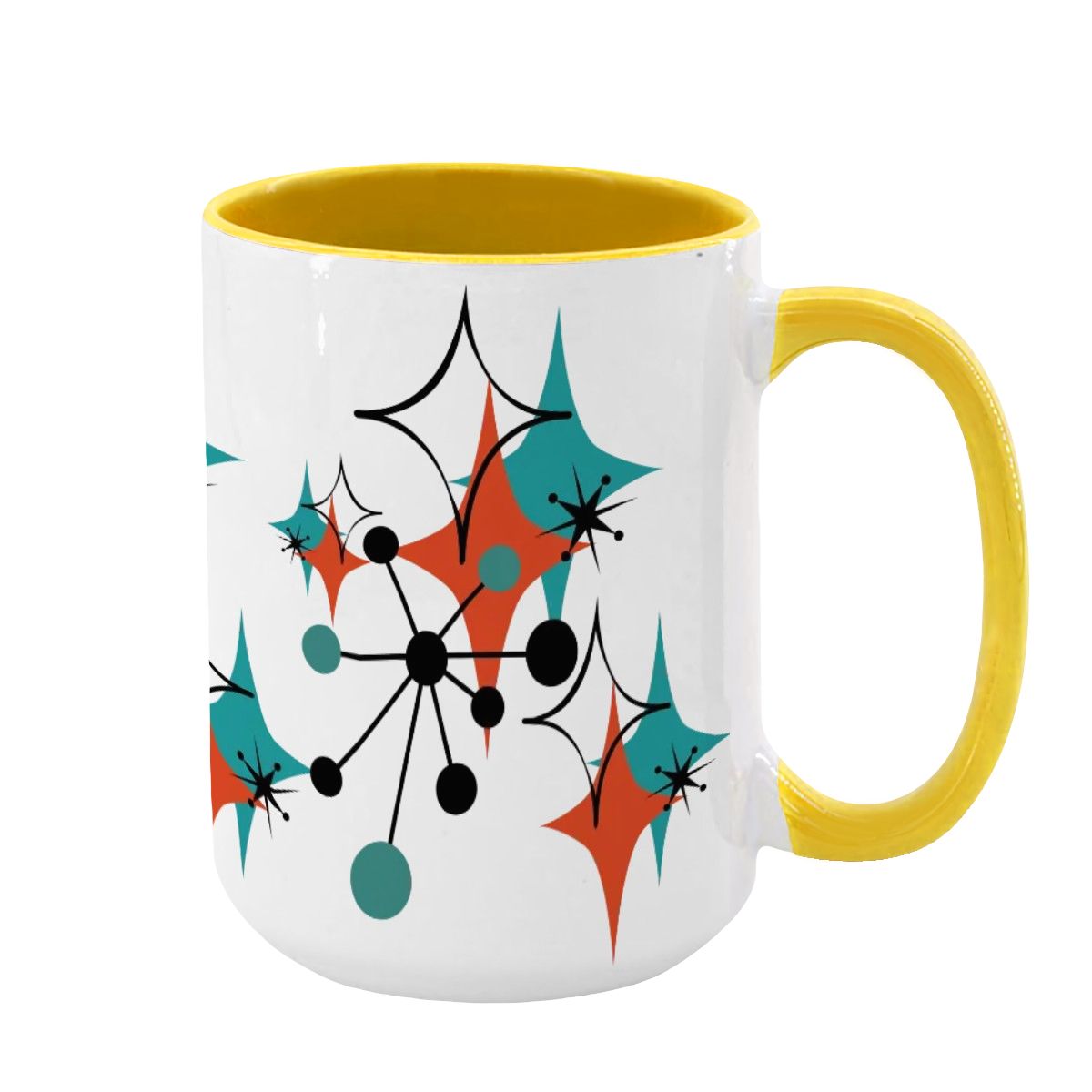 Mid Century Modern Atomic Starburst Sputnik Designed Large Colorful Mug (15oz) - Mid Century Modern Gal