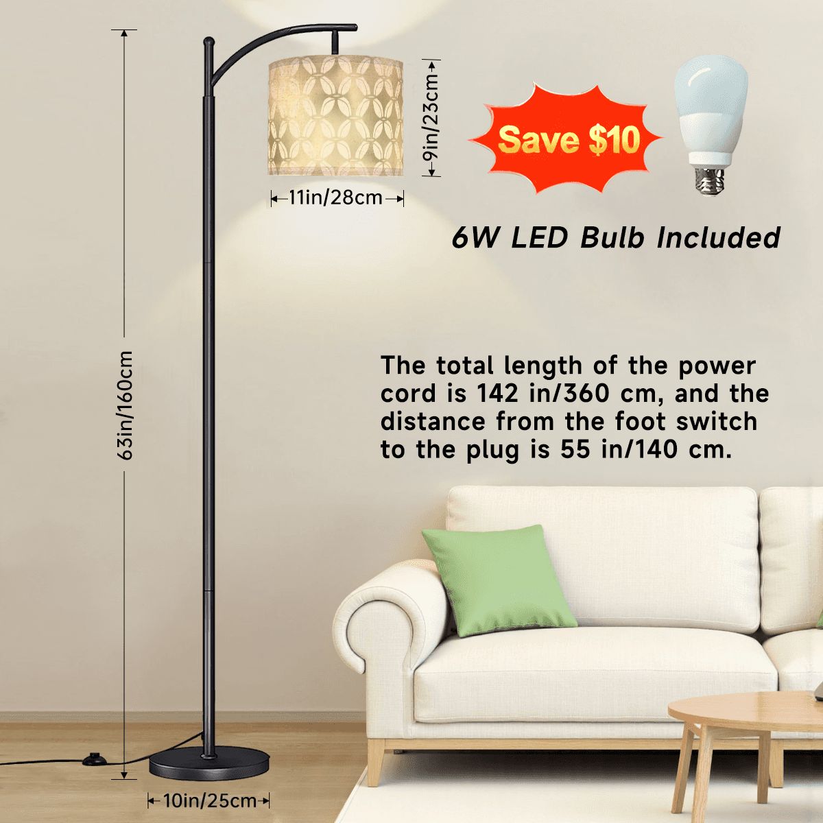 Art Deco Diamond Designed Elegant Modern Arc Floor Lamp - Mid Century Modern Gal