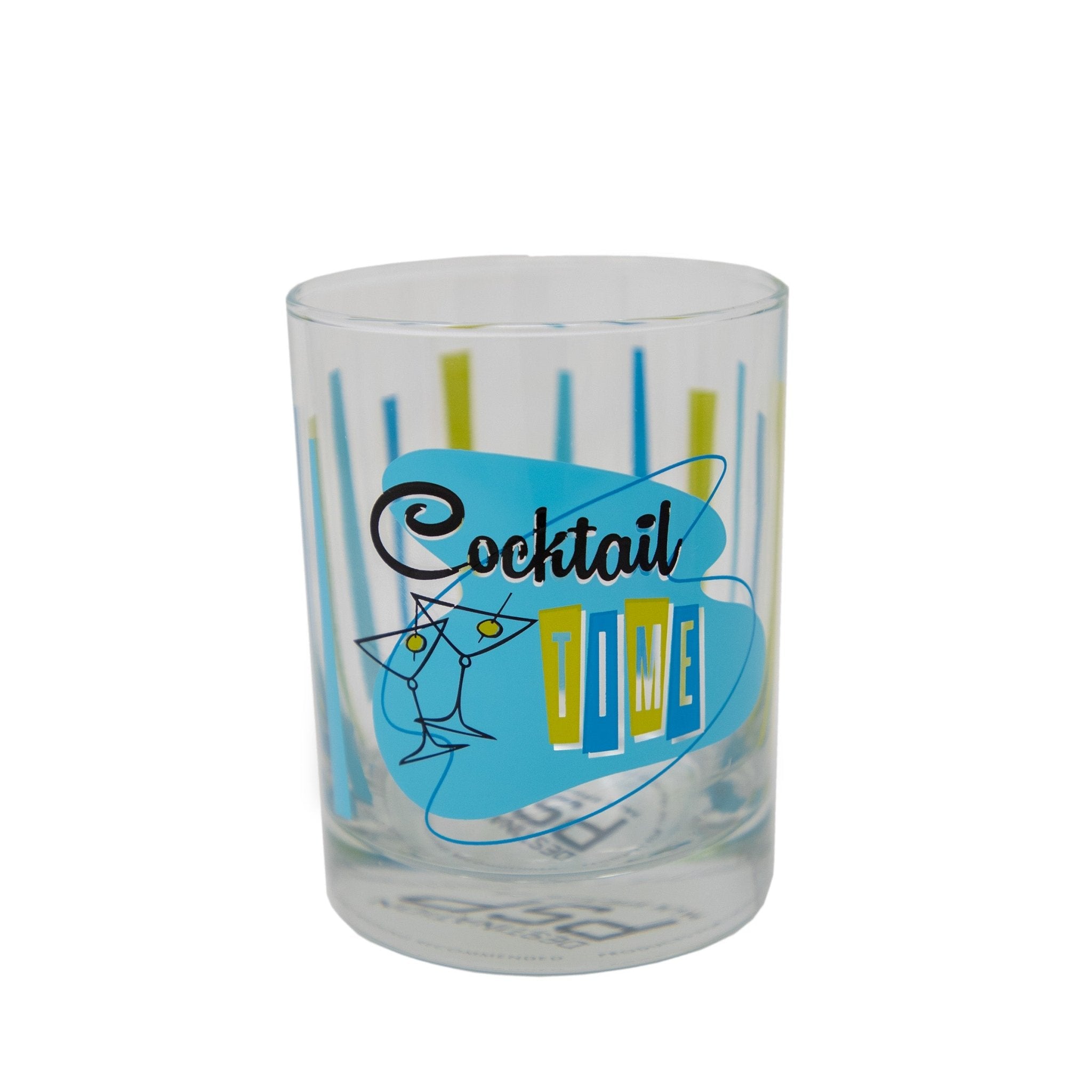 Cocktail Time Old Fashioned Glass Set of 4 - 14 oz Blue Green