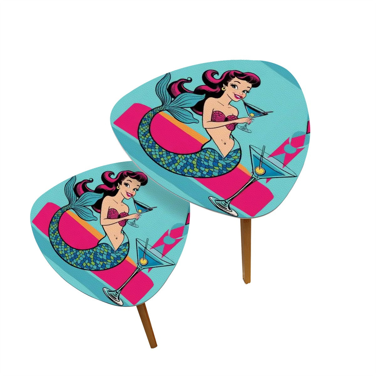 Kitschy Mermaid Tables, Mid Century Modern Cocktail Tables, Retro Nesting Tables - Mid Century Modern Gal