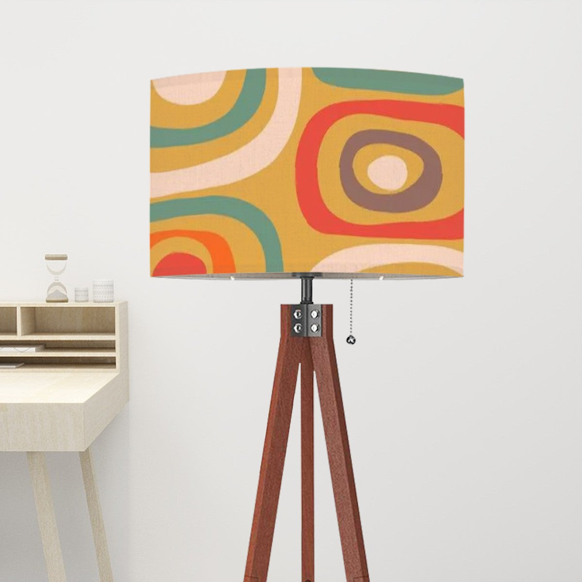 Mid Century Modern Geometric Green, Teal, Orange Mod Tripod Floor Lamp - Mid Century Modern Gal