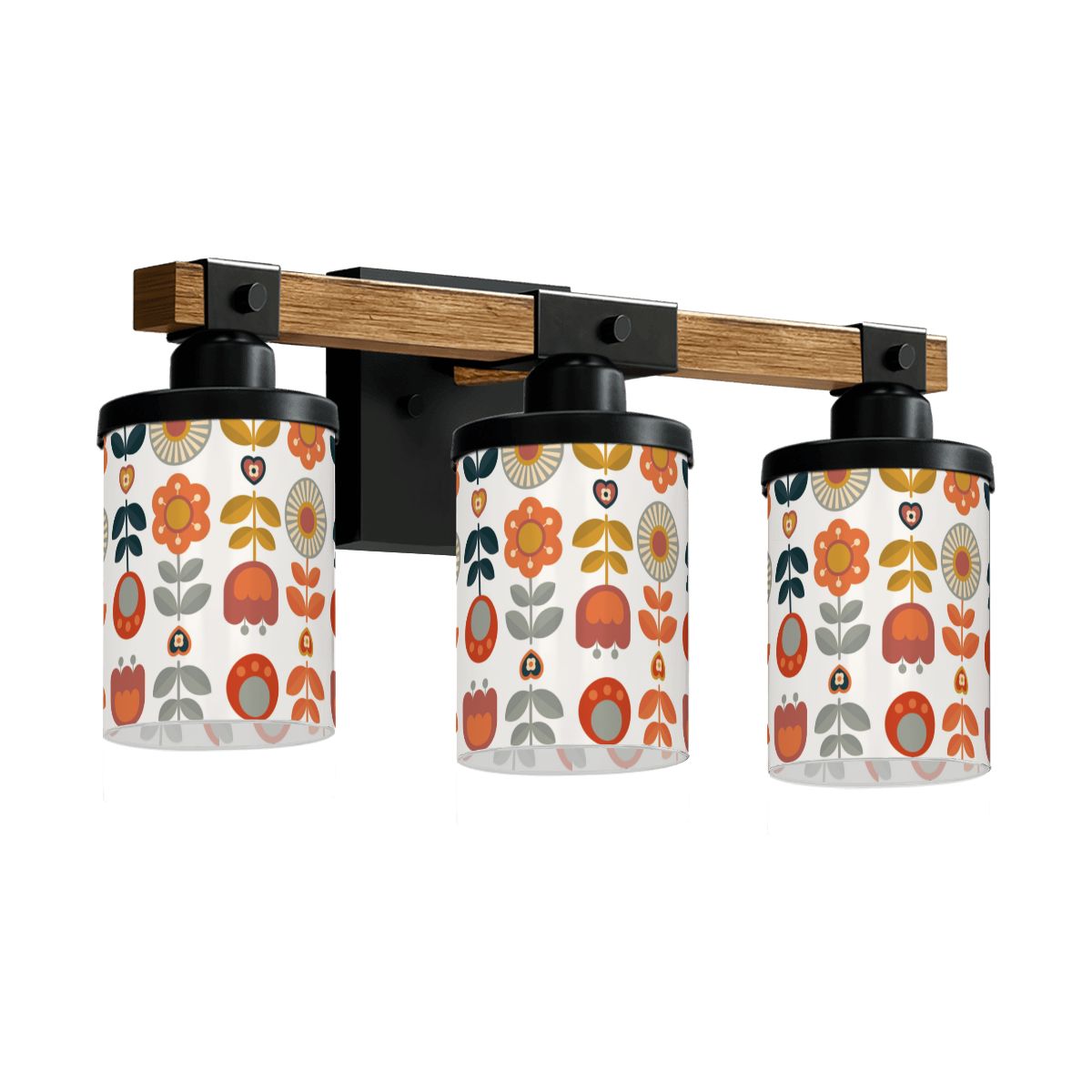 Modern Scandinavian Flower Orange Yellow Mod Bathroom Vanity Light Fixture - Mid Century Modern Gal