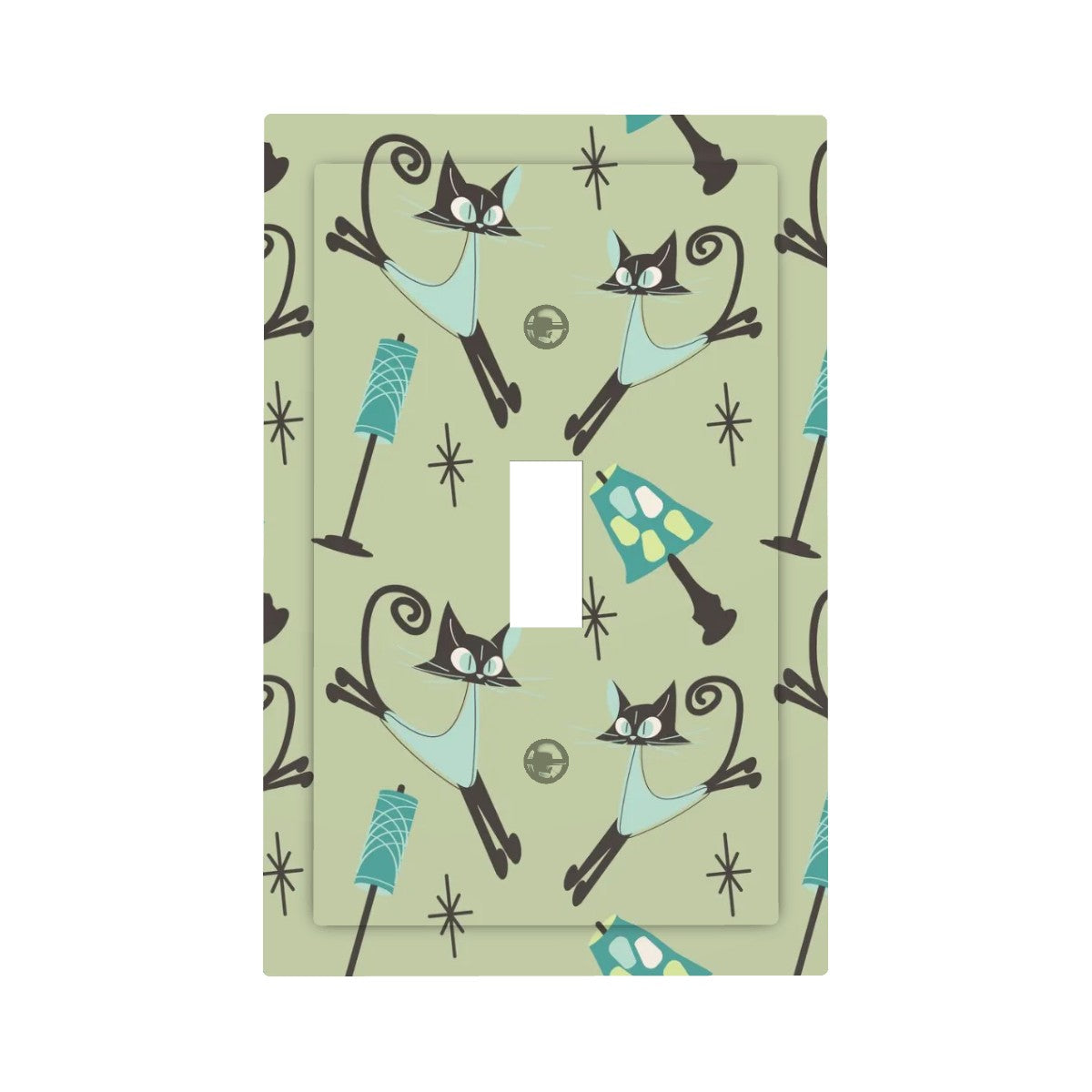 Atomic Kitty Cats, Mid Century Modern Switch Cover 1-Gang 1 Toggle - Mid Century Modern Gal