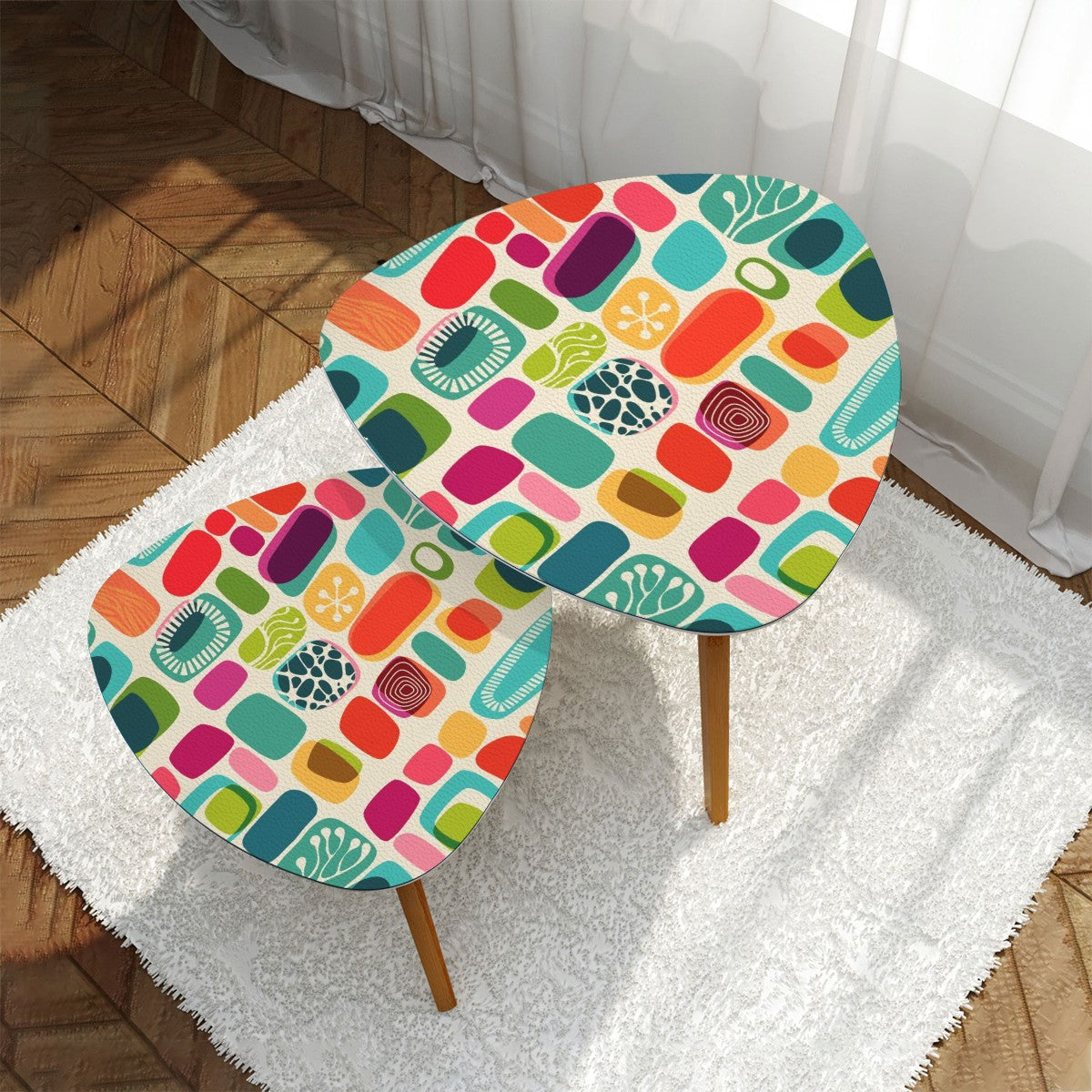Mid Century Modern Amoeba Designed Mod Nest Tables With Bamboo Legs - Mid Century Modern Gal