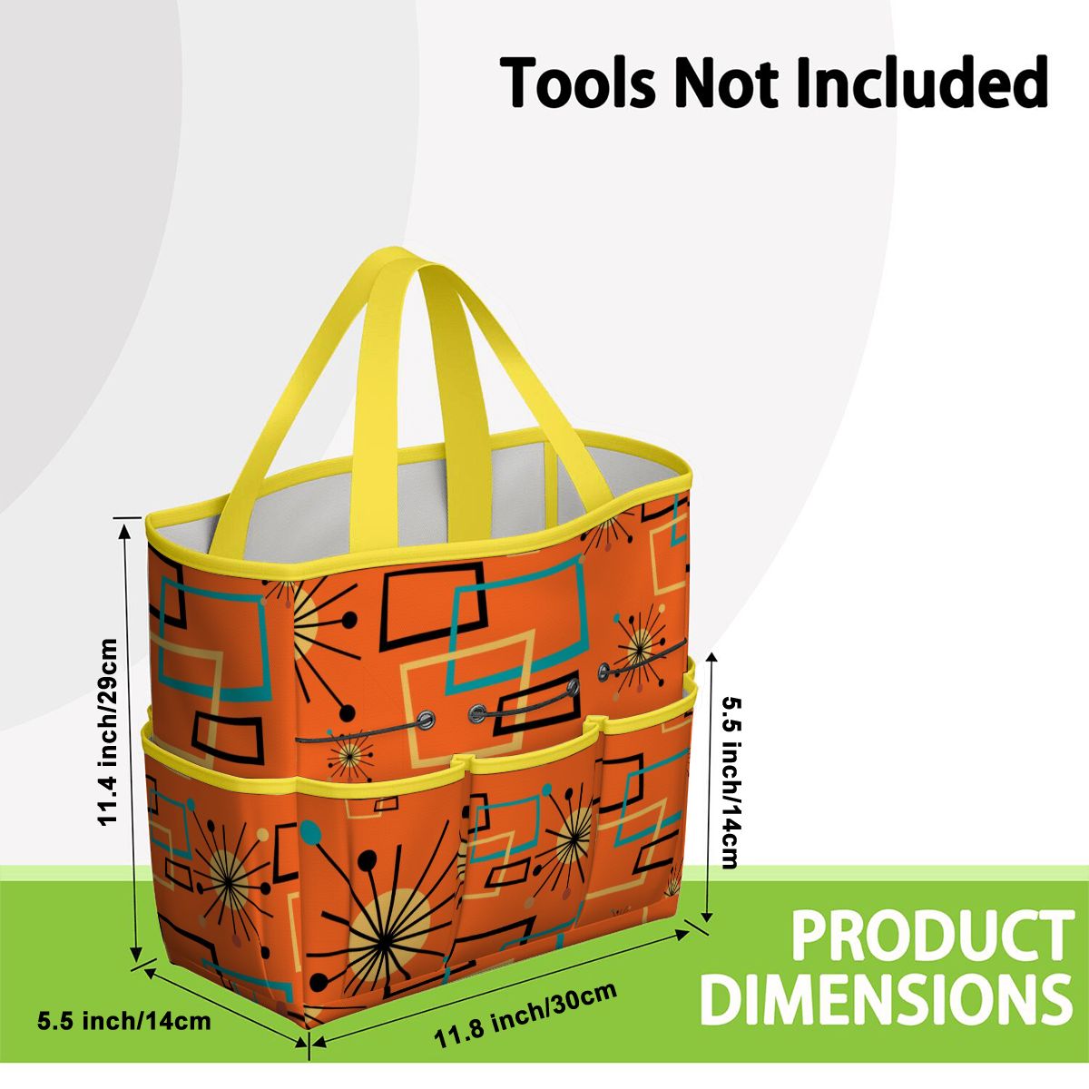 Mid Century Modern Sinatra Orange, Starburst, Geometric Funky Fun Garden Tool Bag
