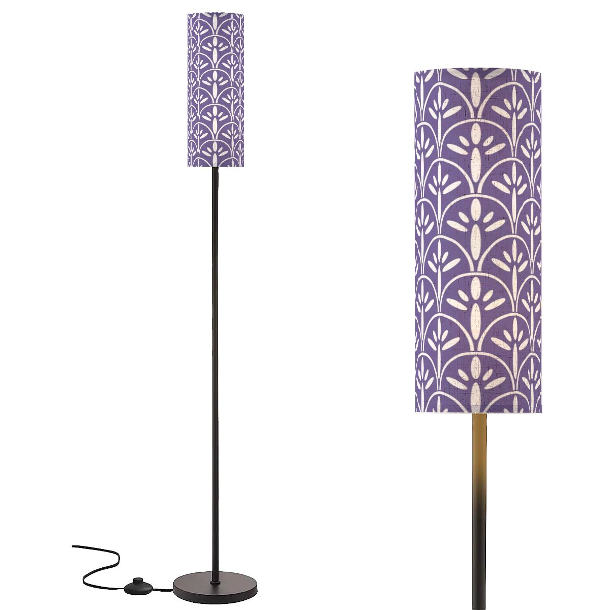 Art Deco Colorful Abstract Floor Lamp | Lavender Purple And White Mid Century Modern Lighting - Mid Century Modern Gal