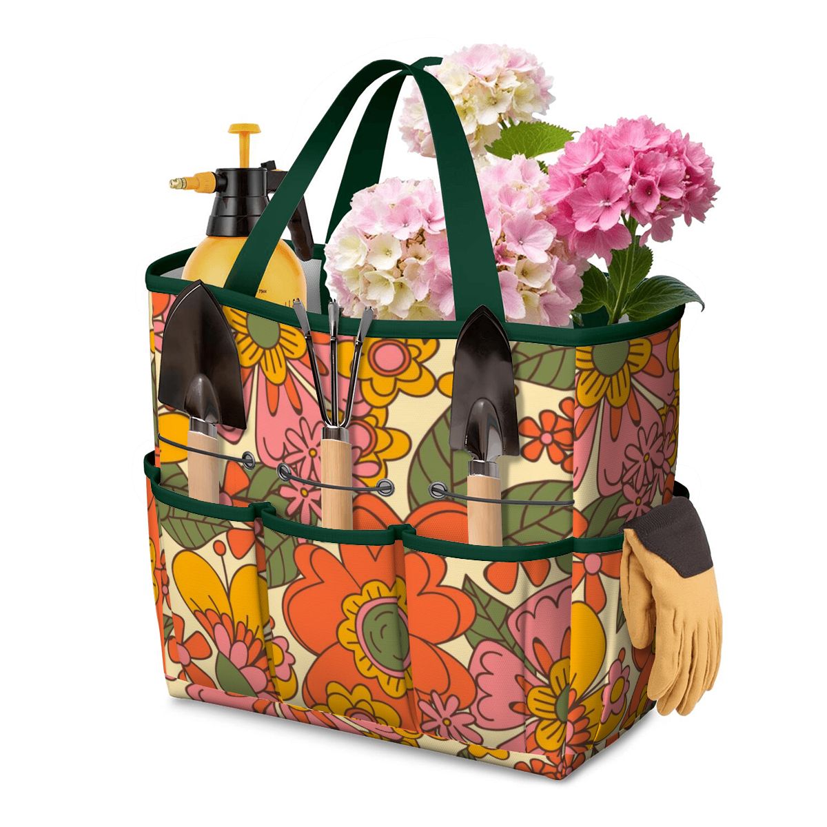 70s Retro Revival Flower Power Groovy Floral Mid Mod Garden Tool Bag - Mid Century Modern Gal