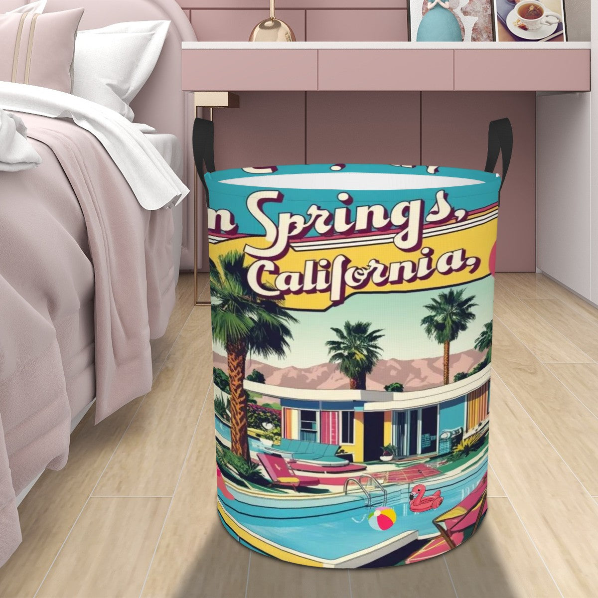 Mid Century Modern Flamingo Palm Springs California Laundry Basket - Mid Century Modern Gal