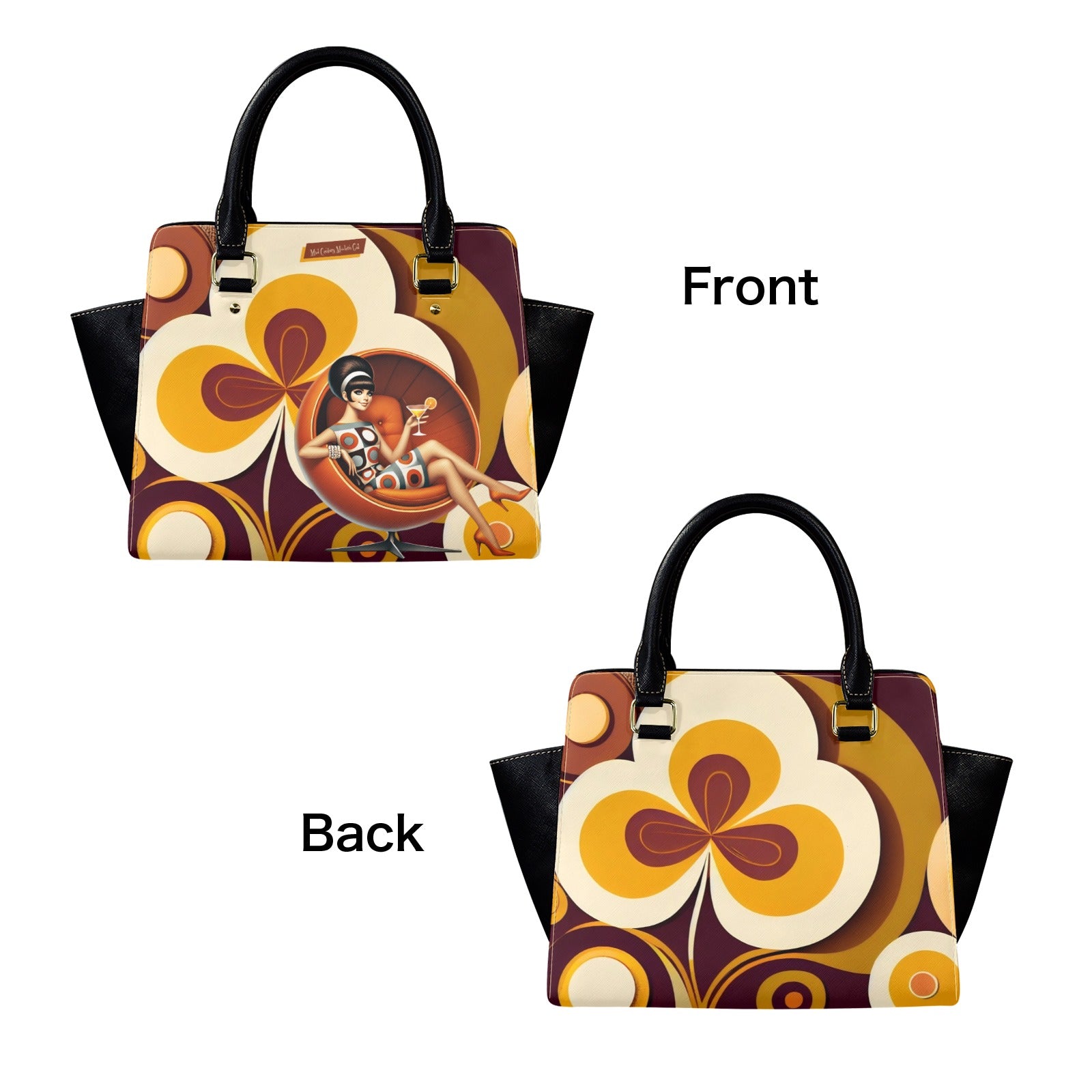 Mid Mod 60s Gal Retro Flower Power Rivet Shoulder Bag Hand Bag - Mid Century Modern Gal
