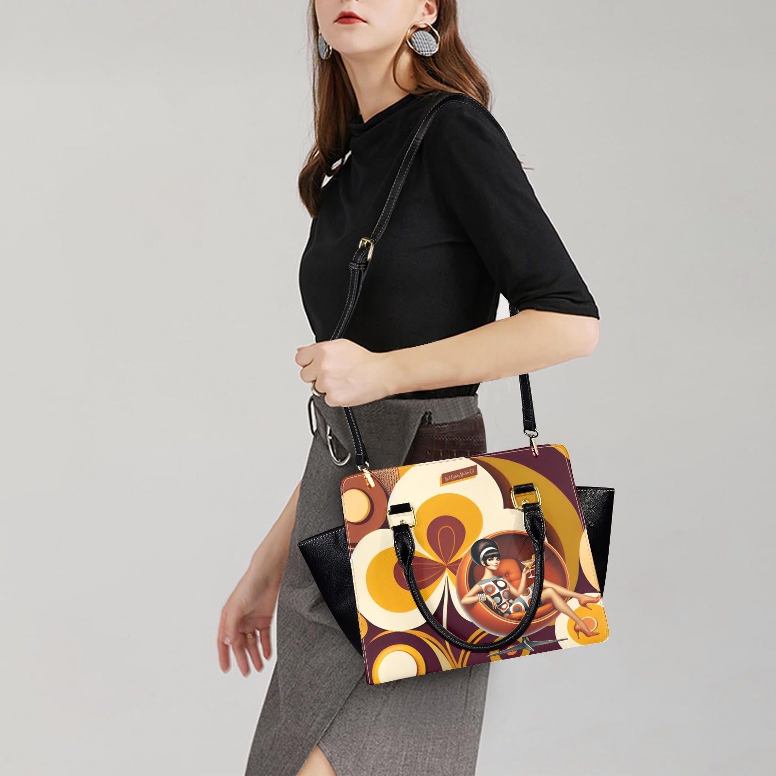 Mid Mod 60s Gal Retro Flower Power Rivet Shoulder Bag Hand Bag - Mid Century Modern Gal