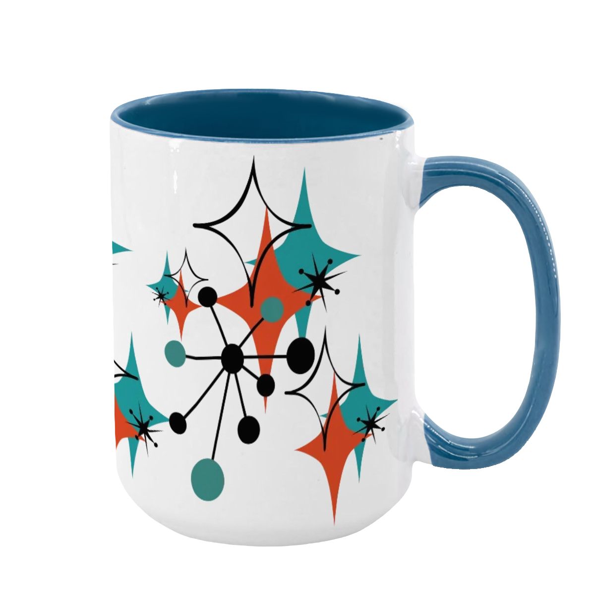 Mid Century Modern Atomic Starburst Sputnik Designed Large Colorful Mug (15oz) - Mid Century Modern Gal