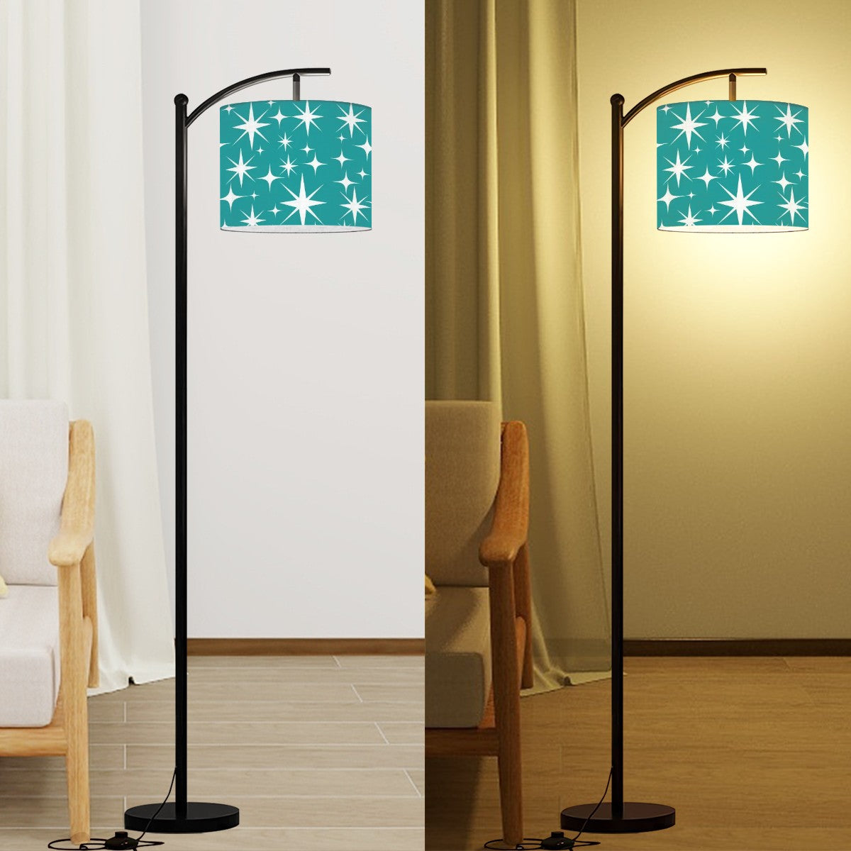 Atomic Teal Starburst 50s Mod Mid Century Modernist Arc Floor Lamp - Mid Century Modern Gal