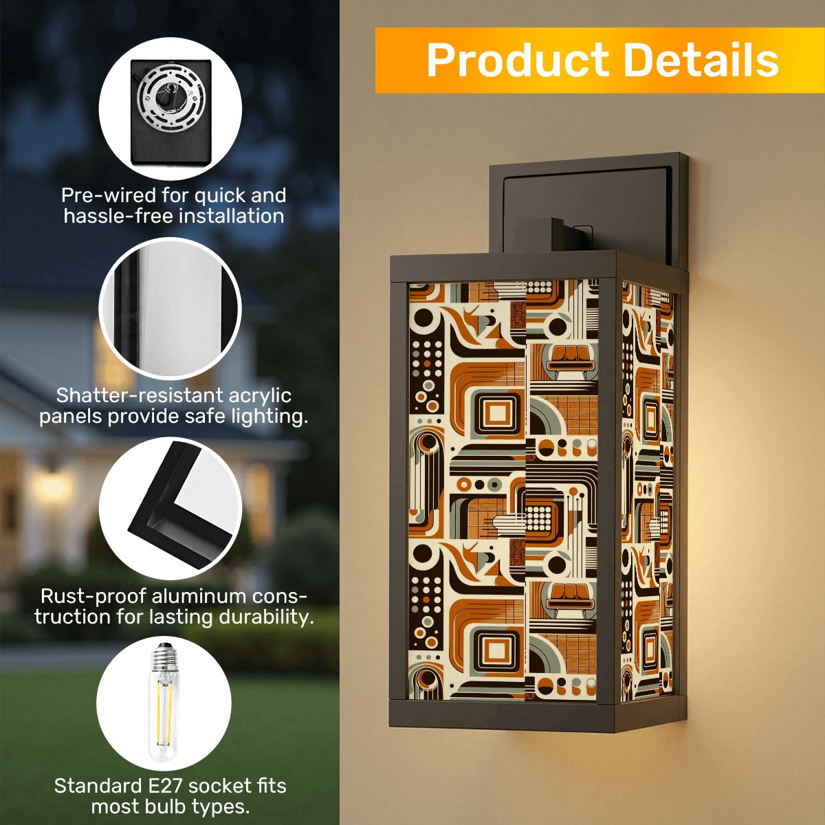 Mid Century Modern Bauhaus Designed Wall Light Sconces, For Entry, Bathroom Patio Wall Light - Mid Century Modern Gal