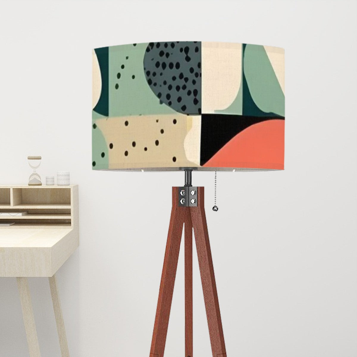 Mid Century Modern Tripod Wood Floor Lamp, Green Mod Boho Designed Modern Light - Mid Century Modern Gal