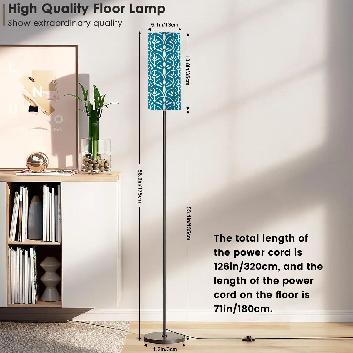 Art Deco Colorful Abstract Floor Lamp | Blue And White Mid Century Modern Lighting - Mid Century Modern Gal