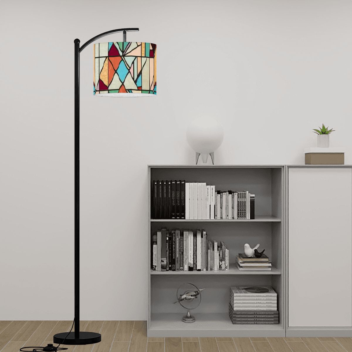 Mid Century Modern Faux Glass Stained Modern Designed Lamp SHADE ONLY - For Arc Floor Lamps Only - Mid Century Modern Gal