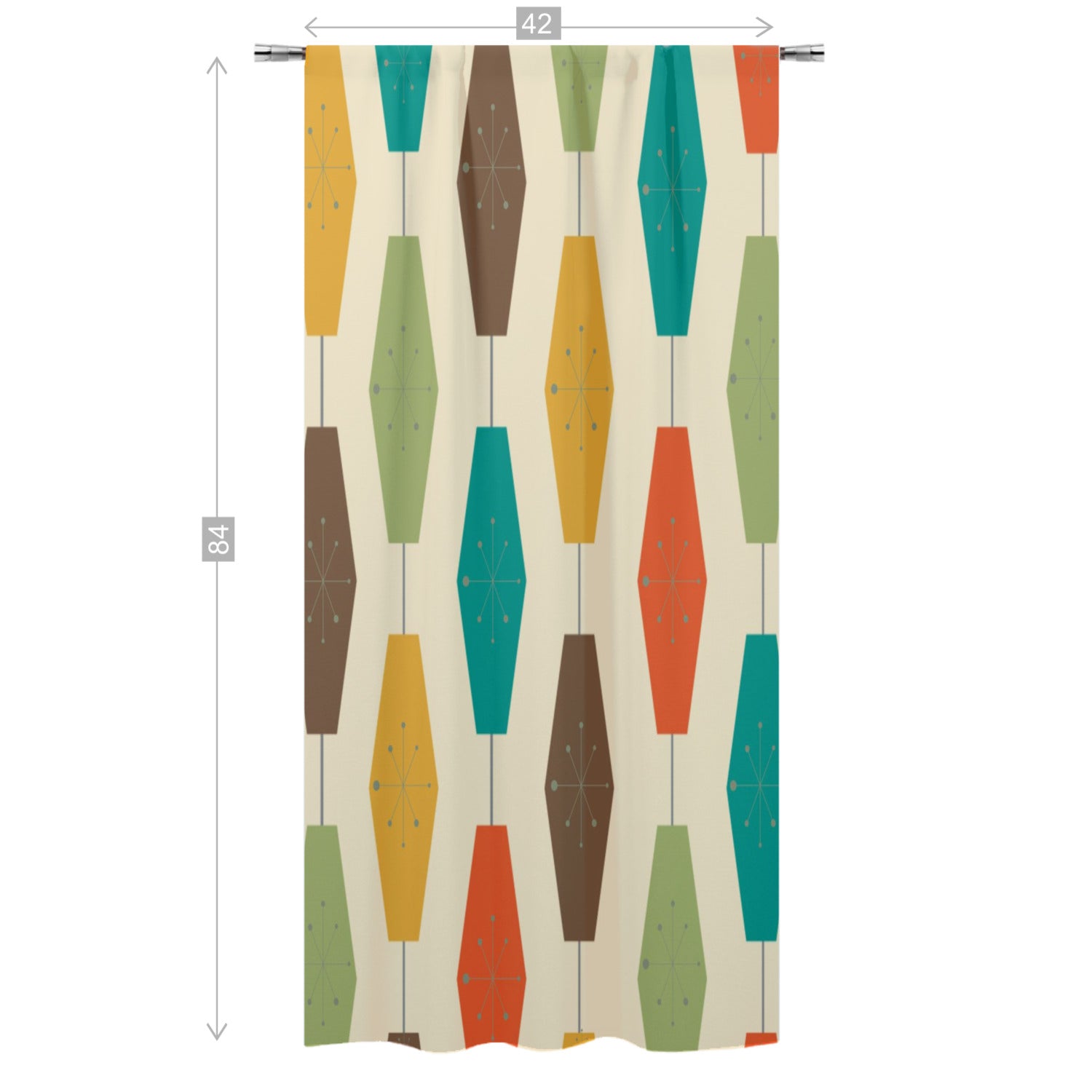 Mid Century Modern Groovy Lantern Lights, Retro Curtain, Single Panel - Mid Century Modern Gal
