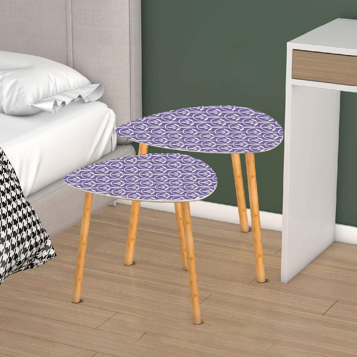Mid Century Modern Nesting Tables Lavendar Purple And White | Stylish Art Deco MCM End Tables - Mid Century Modern Gal