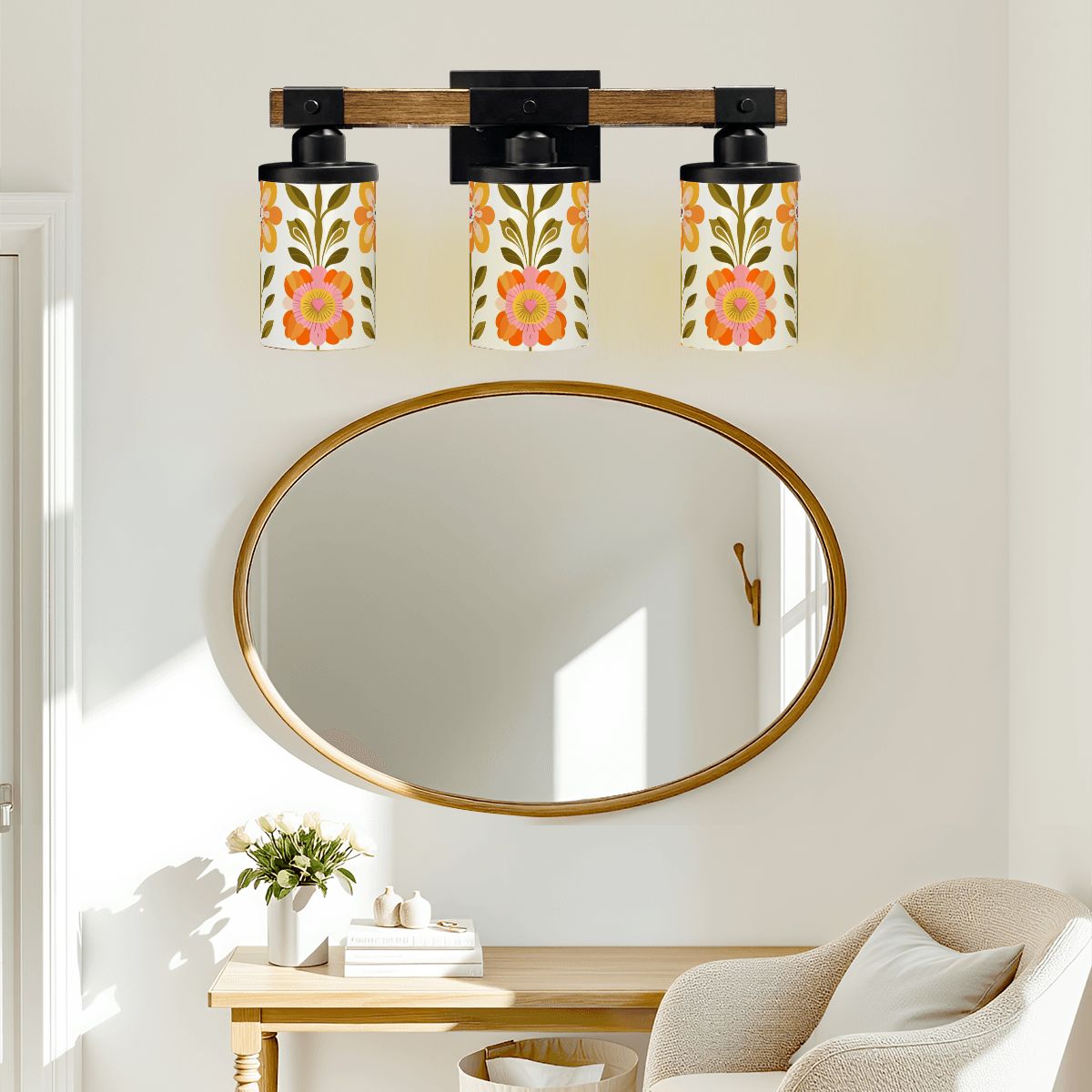 Mid Century Modern Scandinavian Floral Modern Danish Vanity Light Fixture - Mid Century Modern Gal