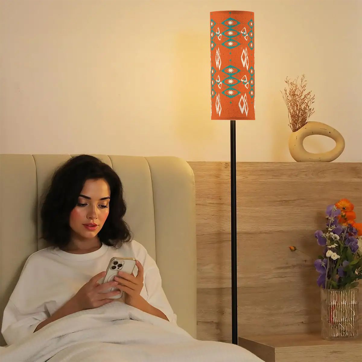 Atomic Mid Mod Orange Teal Retro Mid Century Modern Floor Lamp - Mid Century Modern Gal