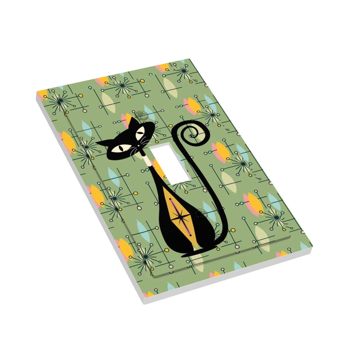 Atomic Cat Green Mod Starburst Modern Switch Cover 1-Gang 1 Toggle - Mid Century Modern Gal