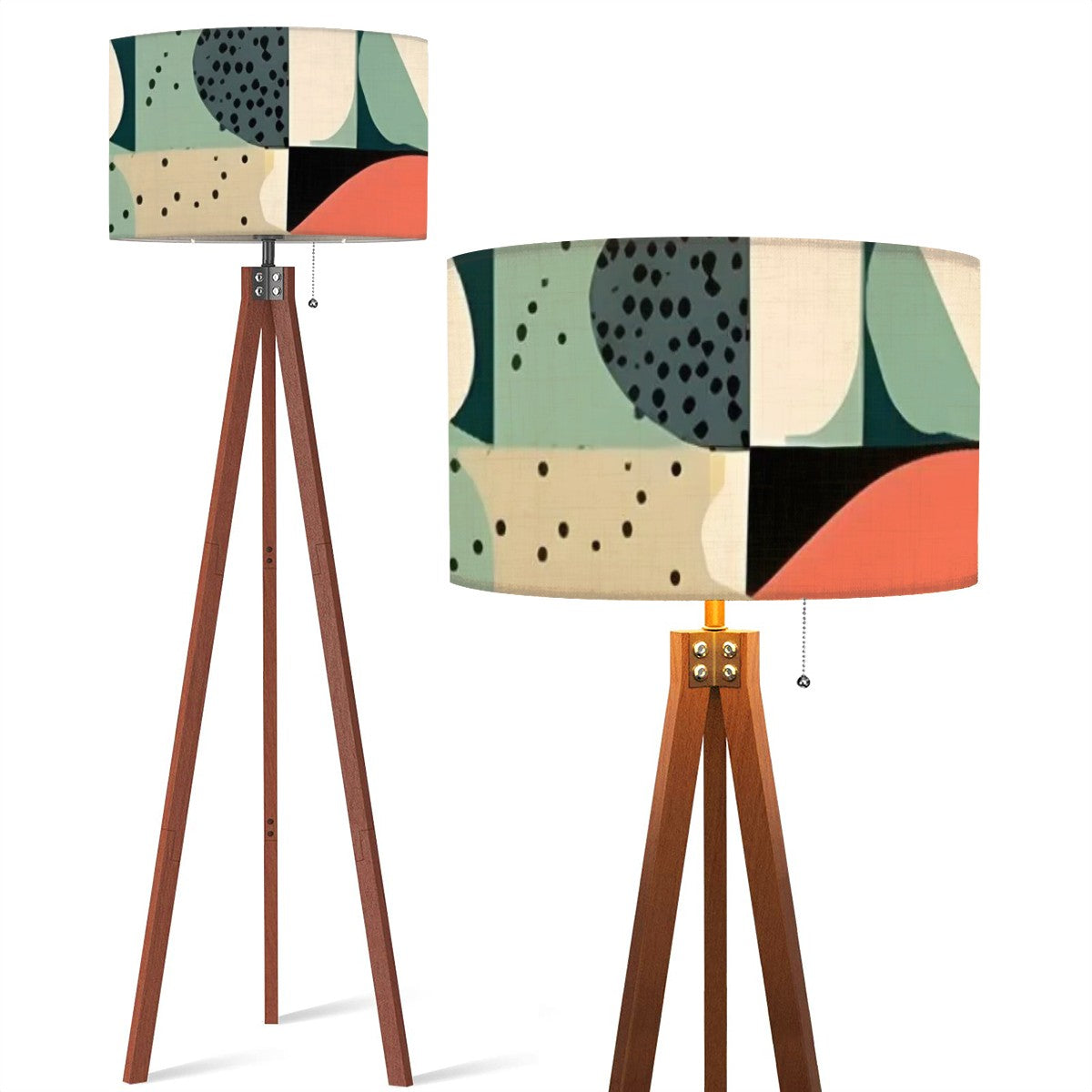 Mid Century Modern Tripod Wood Floor Lamp, Green Mod Boho Designed Modern Light - Mid Century Modern Gal