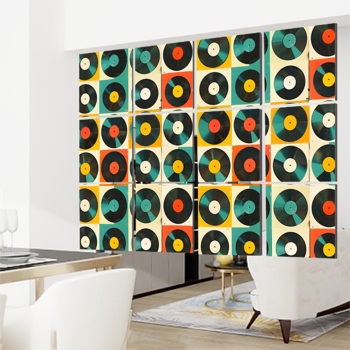 Retro Records Groovy Mid Century Modern Hanging Room Divider 12 pcs - Mid Century Modern Gal