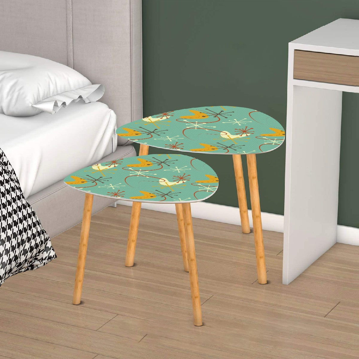 Atomic Boomerang Mid Century Modern Nesting Tables - Mid Century Modern Gal