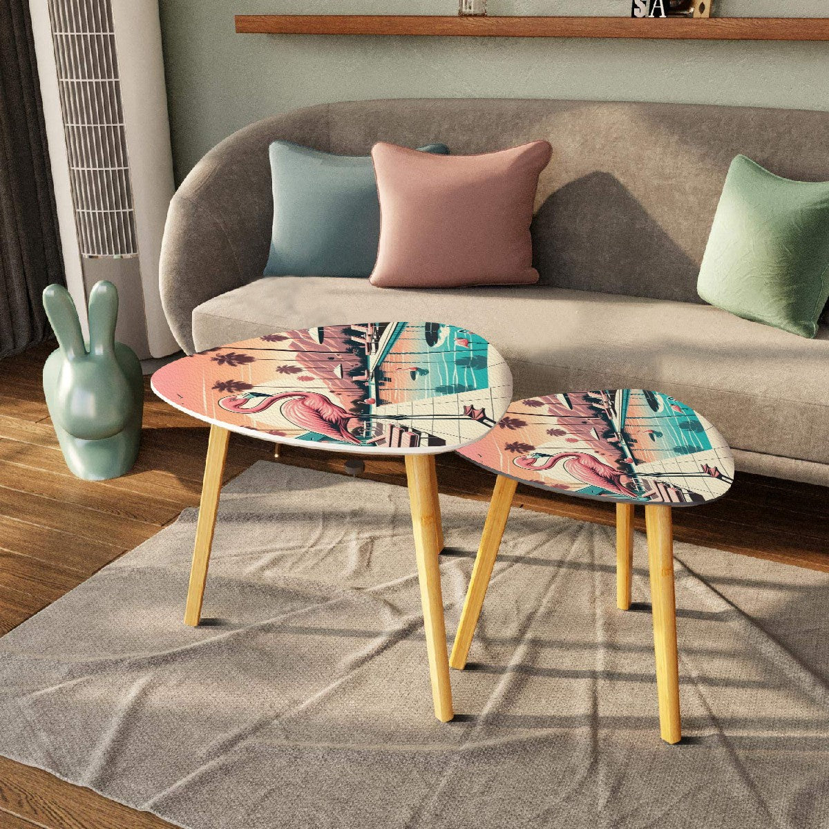Palm Spring California, Retro Flamingo Mid Century Modern Nesting Tables - Mid Century Modern Gal
