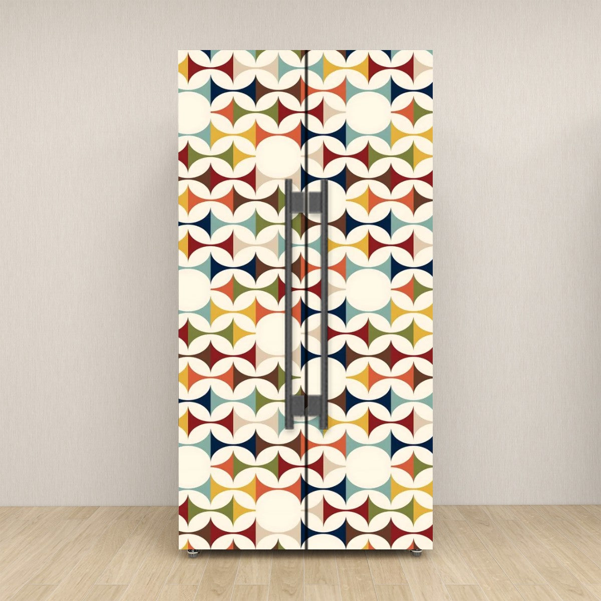 Mid Mod Scandinavian Geometric Modern Danish Self Adhesive Refrigerator Wrap Set - Mid Century Modern Gal