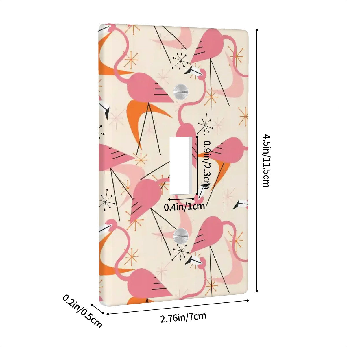 50s Flamingo Pink Orange Boomerang Mid Mod Kitschy Switch Cover 1-Gang 1 Toggle - Mid Century Modern Gal