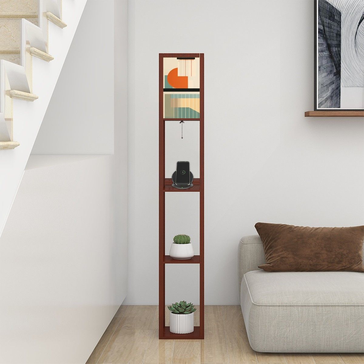 Mid Century Modern Bauhaus Mod Floor Geometric Designed Lamp with Shelves - Mid Century Modern Gal