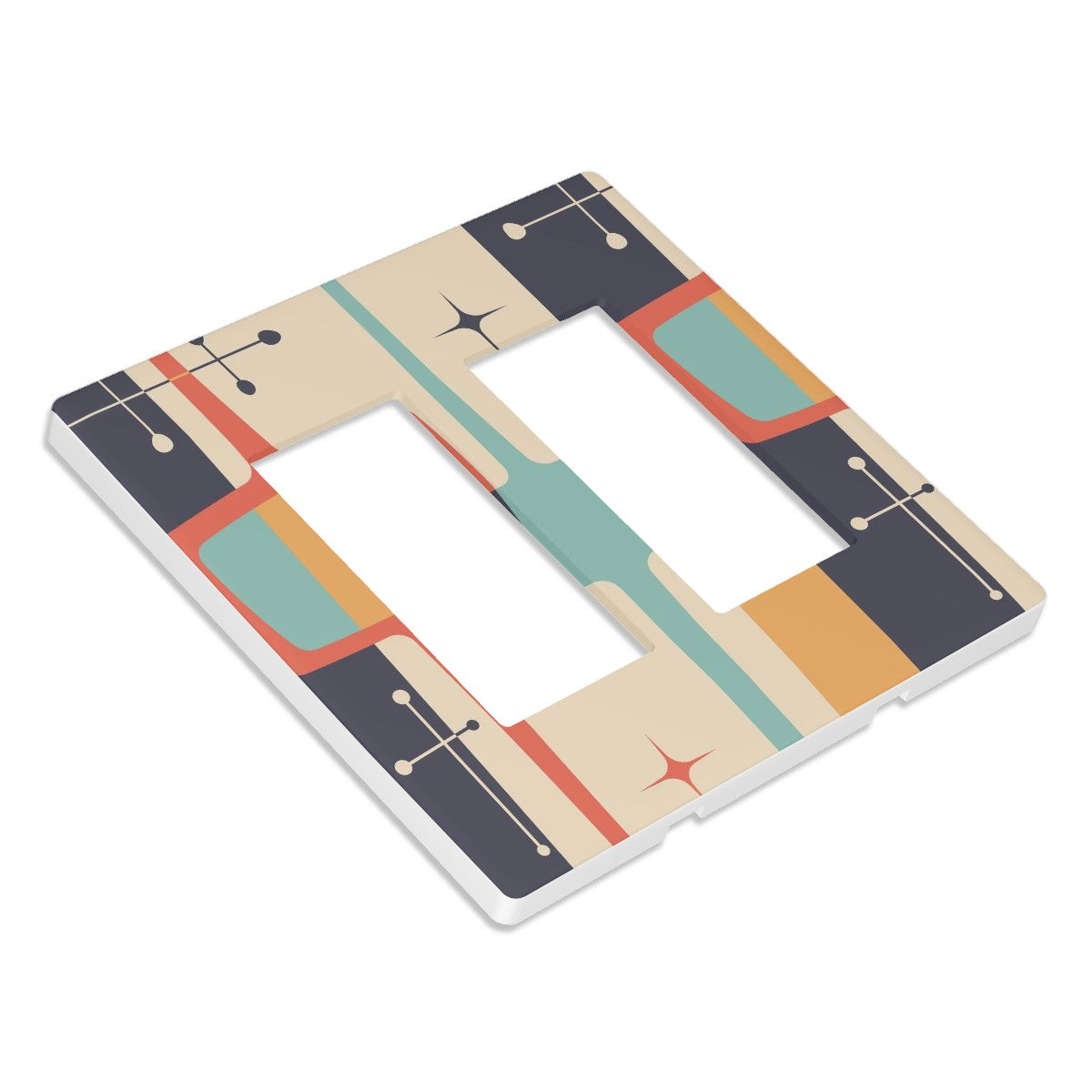 Mid Century Mod Geometric Designed Switch Cover 2-Gang 2 Decorator Screwless - Mid Century Modern Gal