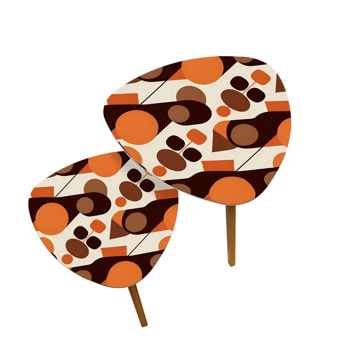Retro Groovy 70s Orange And Brown Mid Mod Nesting Tables - Mid Century Modern Gal