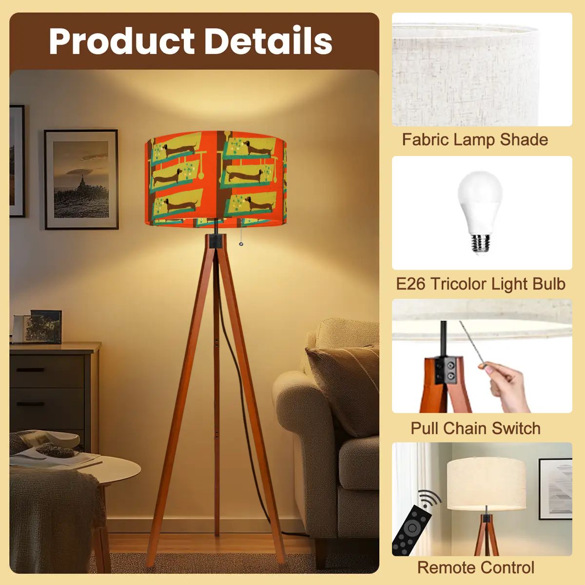 Mid Century Modern Doxie Dog, Dachshund Weiner Dog Retro Tripod Floor Lamp - Mid Century Modern Gal