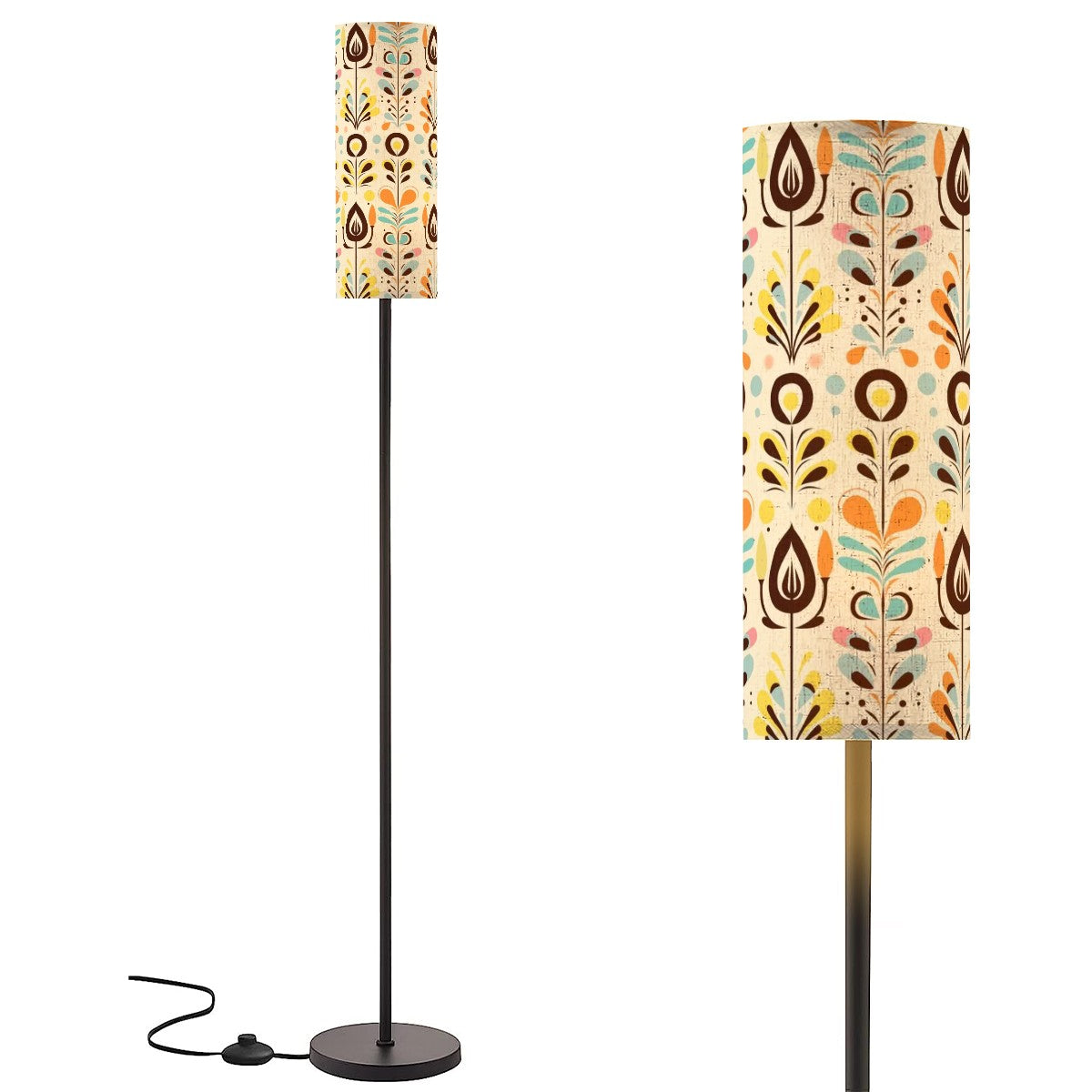 Scandinavian Modern Danish Floral Designed Mid Century Modern Slim Floor Lamp - Mid Century Modern Gal