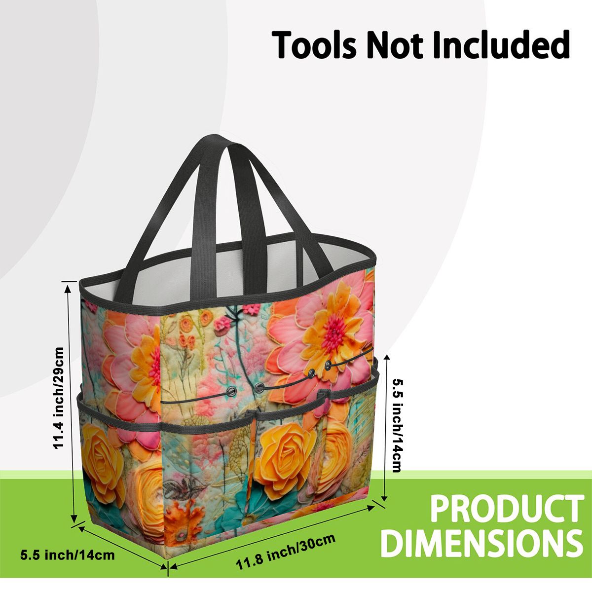 Bohemian Retro Flower, Faux Pressed Floral Mod Garden Tool Bag - Mid Century Modern Gal