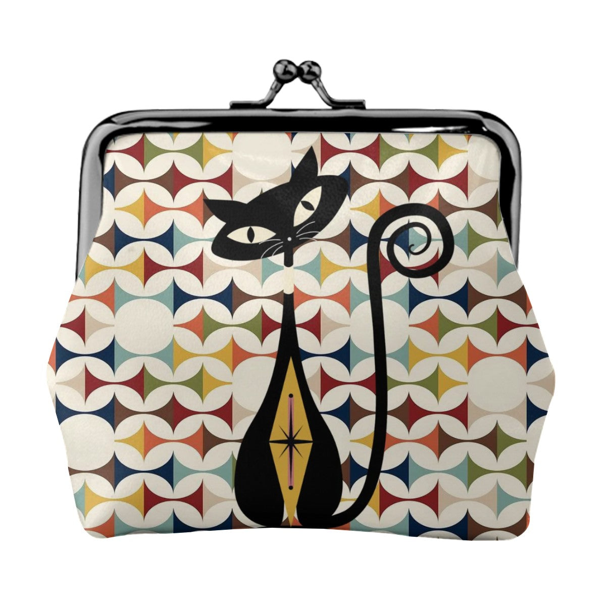 Scandinavian Designed Kitschy Mod Atomic Cat Coin Purse - Mid Century Modern Gal
