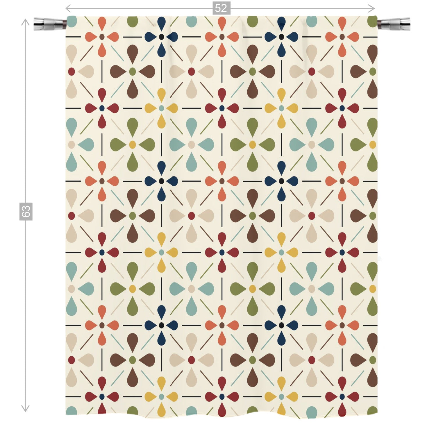 Mid Mod Scandinavian Flower Retro Curtain, Single Panel - Mid Century Modern Gal