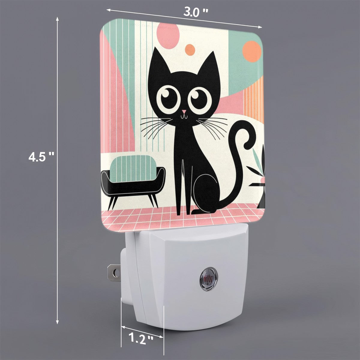 Atomic Cat Mid Century Modern Designed Pretty Pink, Mod LED Night Light Set of 2 - Mid Century Modern Gal