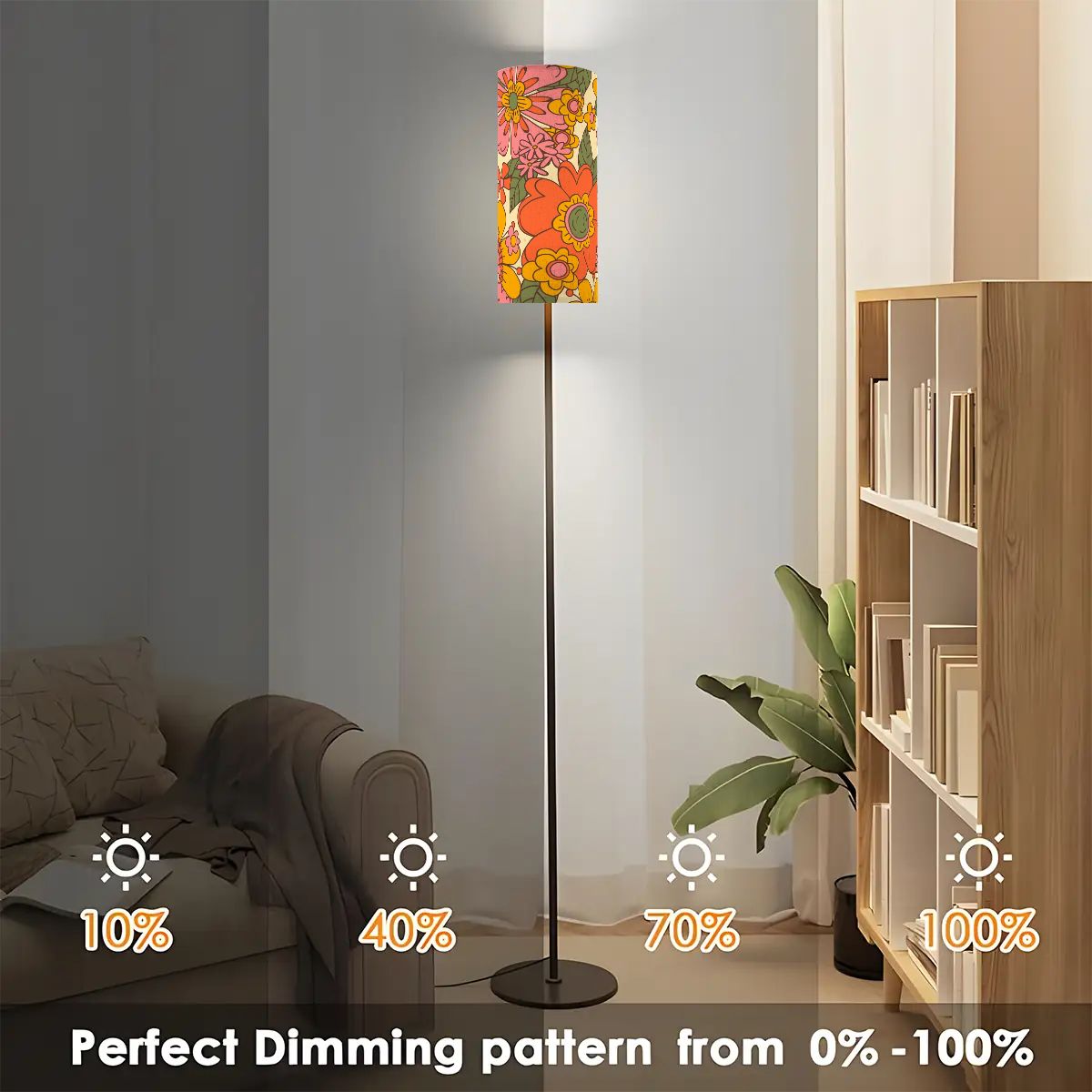 70s Retro Revival Flower Power Groovy Floral Mid Mod Floor Lamp - Mid Century Modern Gal
