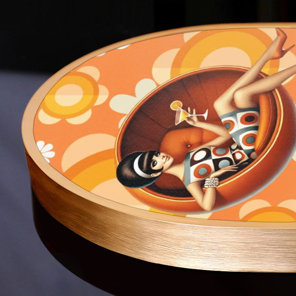 Flower Power 60s 70s Mod Gal In Retro Egg Chair Kitschy Mid Century Modern Arc Wall Art - Mid Century Modern Gal