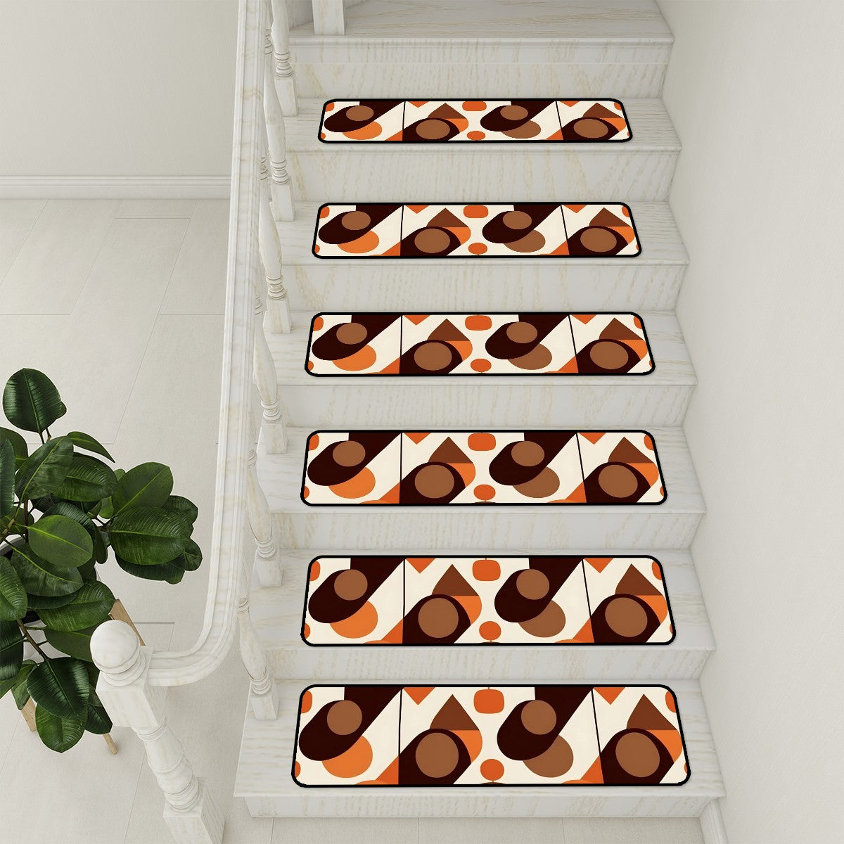 Mid Century Modern Orange Brown Retro Mod Groovy Non Slip Carpet for Stairs Treads - Mid Century Modern Gal