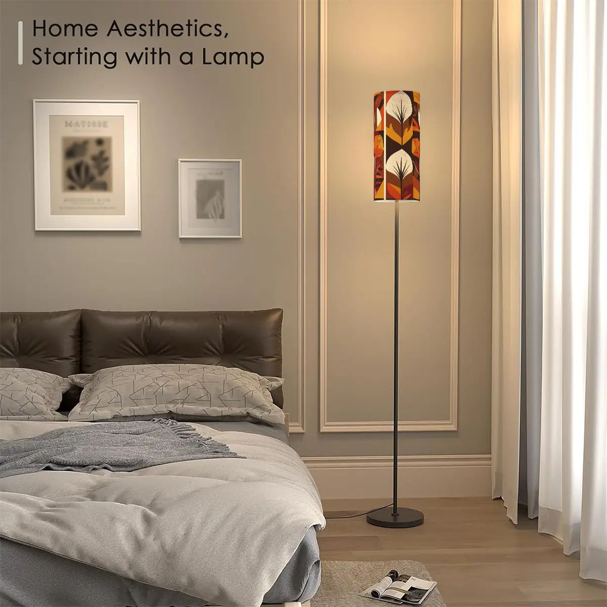 Mid Century Modern Scandinavian Harvest Leaves, Golden Yellow Brown Orange MCM Floor Lamp - Mid Century Modern Gal