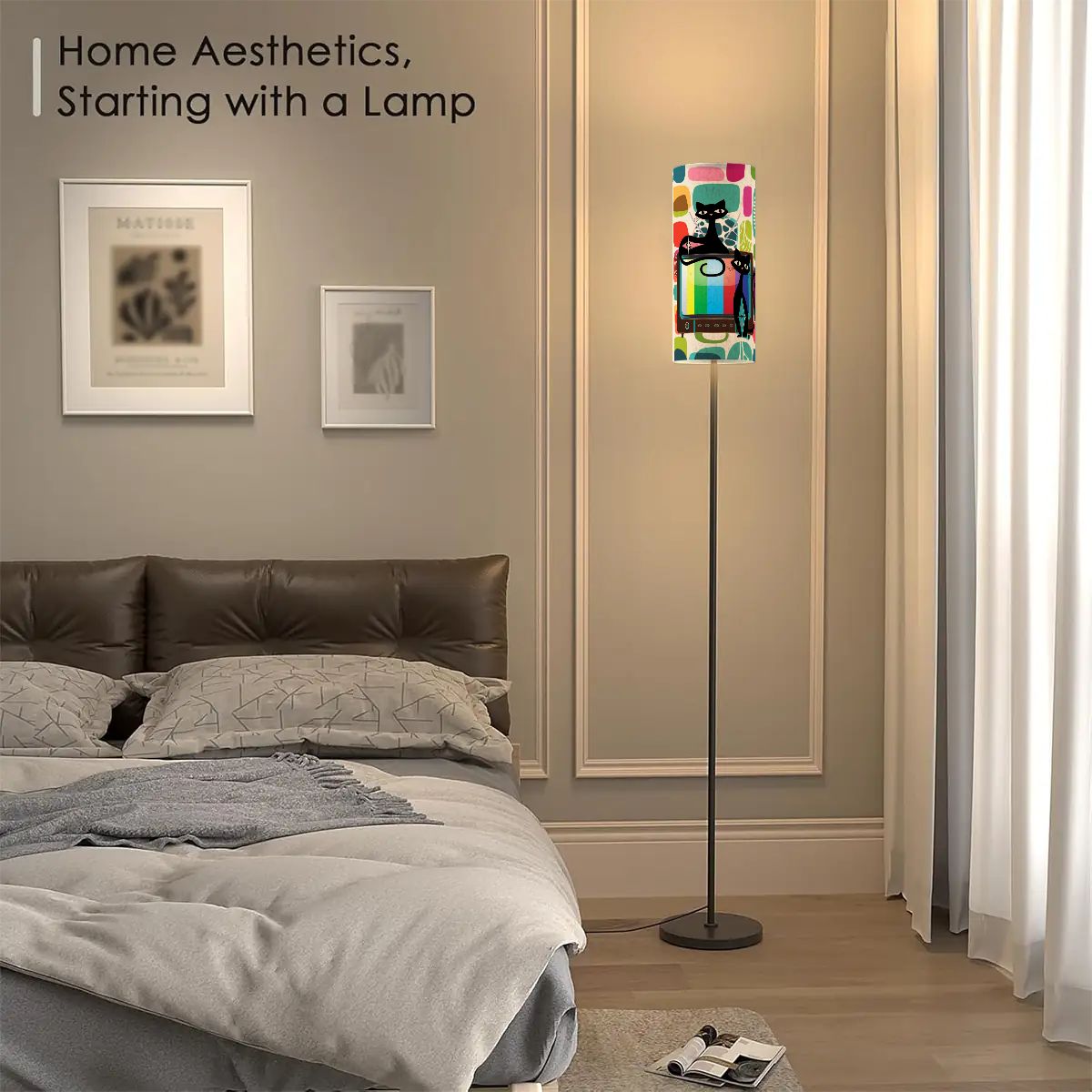 Mid Century Modern Amoeba Designed Kitschy Retro Cats, Quirky Mod Floor Lamp Modern Standing Lamp - Mid Century Modern Gal