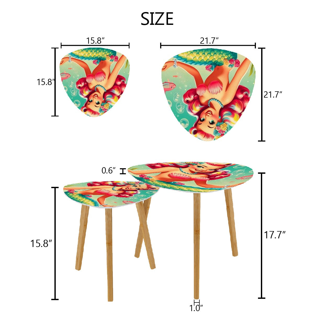 Kitschy 50s Mermaid Mid Century Modern Nesting Tables - Mid Century Modern Gal