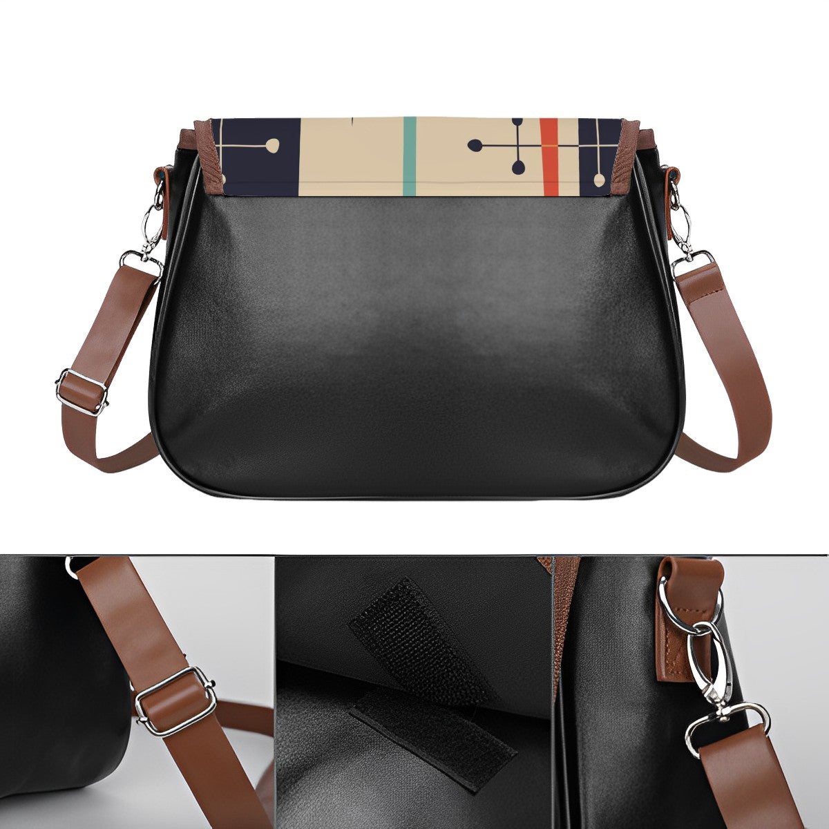 Atomic Cat Shoulder Bag, Mid Century Mod Geometric Shoulder Crossbody Bag - Mid Century Modern Gal