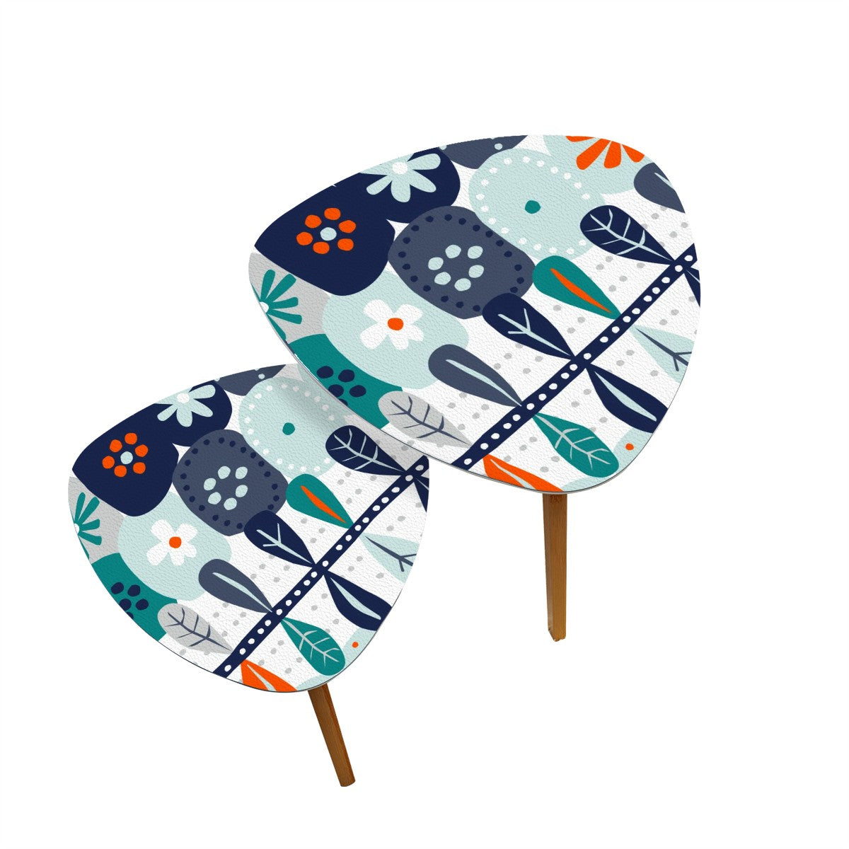 Modern Scandinavian Hygee Floral Modern Danish Nesting Tables - Mid Century Modern Gal
